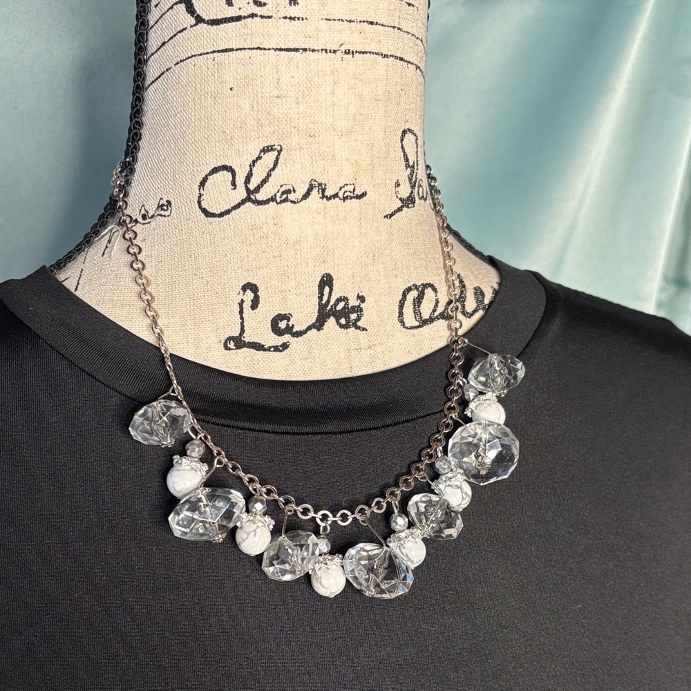 Howlite Hematite and Crystal Statement Necklace